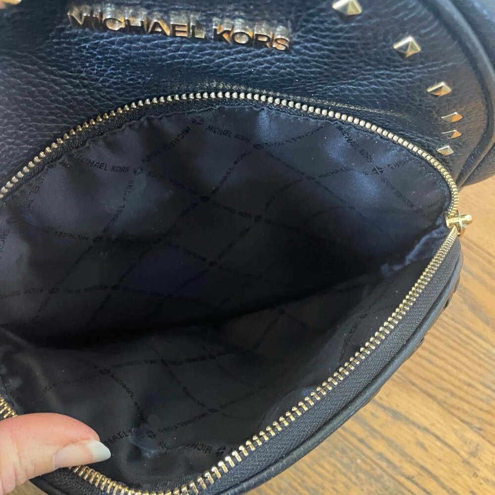Michael Kors Abbey Medium Studded Pebbled Leather Backpack - Picture 7 of 11